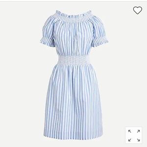 J.Crew Blue Striped Smocked Dress